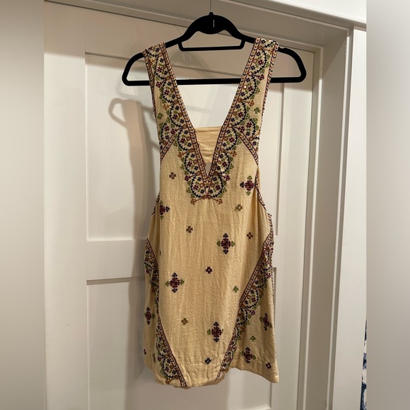 Free People Never Been Beige Embroidered Mini - size small - Picture 4 of 7